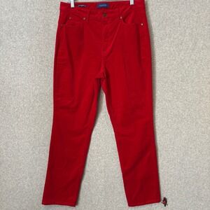 Talbots Women's 10 Corduroy Pants Bright Red High-Rise Straight-Leg Curvy Preppy